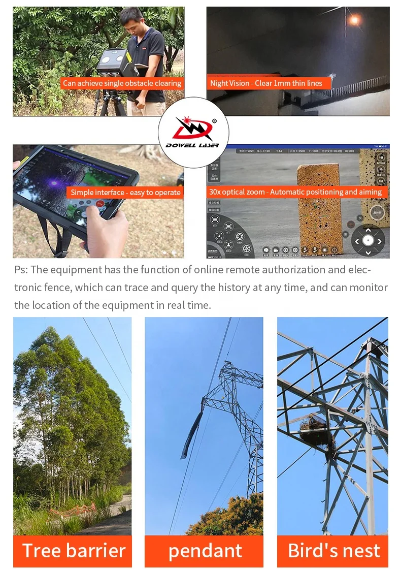 Manufacturer 1000w 500w Laser Cannon Tree Trimmer Portable Laser Obstacle Remover Device 500m Trees Removal Cleaning Machine