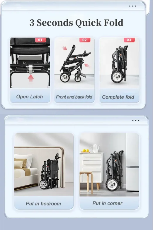 AMAIN Lightweight folding Electric Wheelchair 9.8 Kg AluminuM Alloy Foldable Wheelchair On Plane For Elderly 6Ah Battery