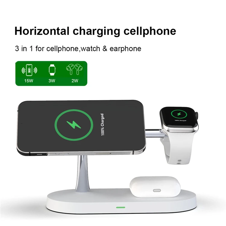 Drop ship T268 15w qc3.0 fast phone charging 3 in 1 multi function wireless charger for phone watch earphone