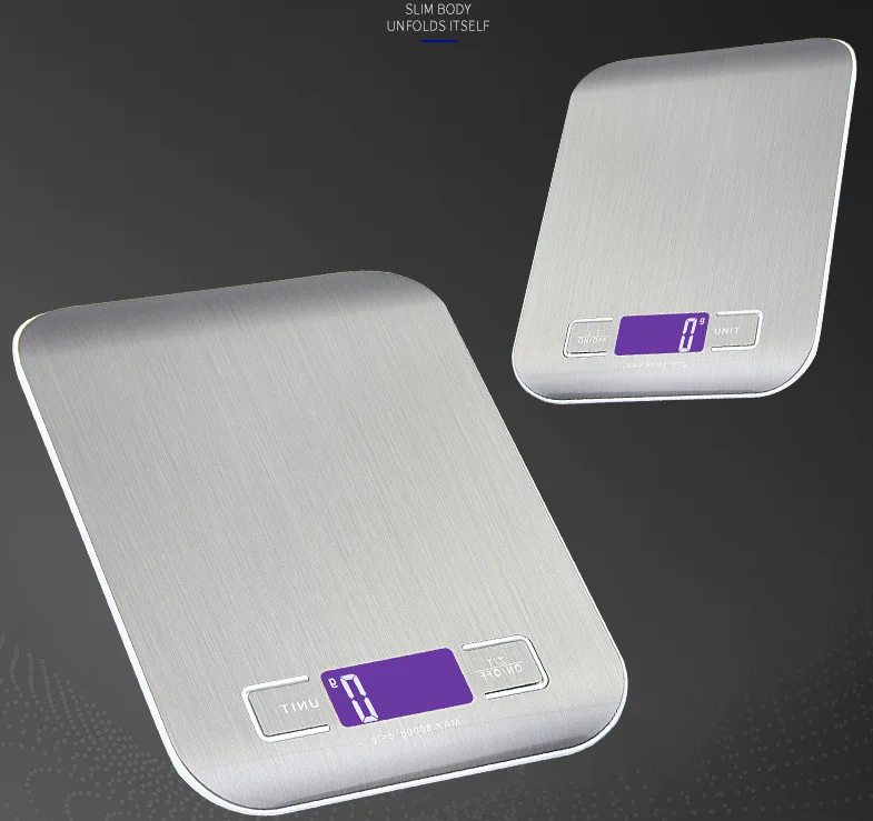 Charging flat stainless steel kitchen scale 5kg baking kitchen electronic 10kg mini scales food weighing gram scale