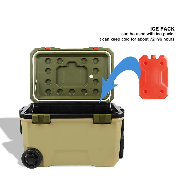 New Arrival High Quality Ice Food Fruit Fish Boxes PU Foam Thermal Insulated Waterproof 36L Ice Chest Cooler  Box with wheels