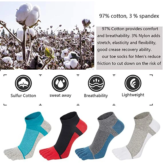 Wholesale custom logo 5 toe sock cotton five toe socks five finger socks