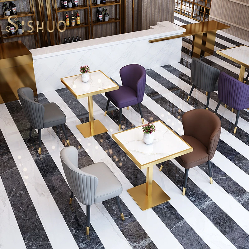 
FOSHAN furniture supplier marble dining table and chair for coffee shop 