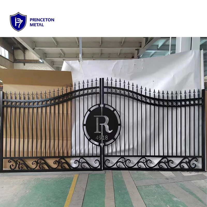 Black tubular Aluminum Spaced Picket Classic Spear Top Flat-top Decorative fence entry Gate for Los Angeles