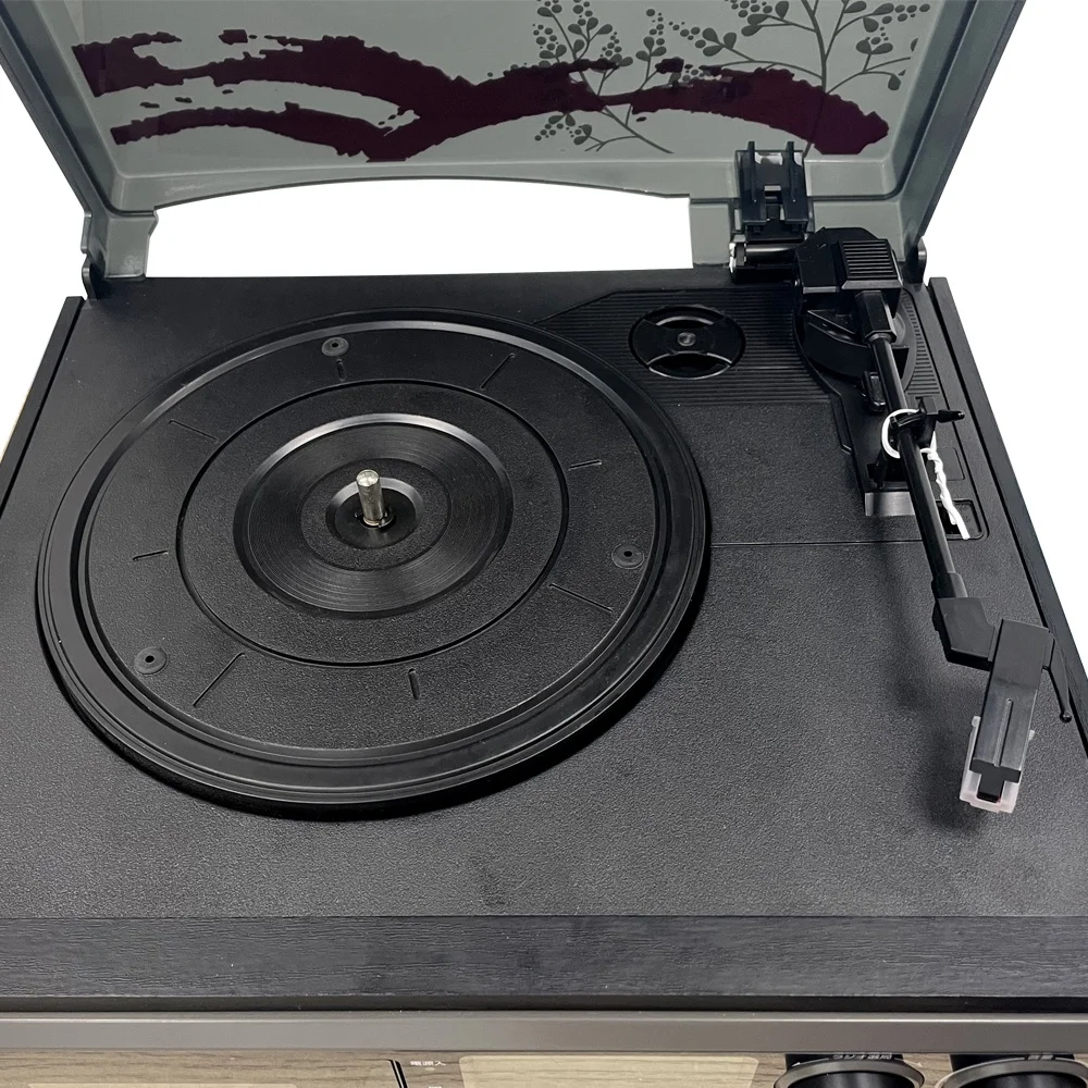 Vinyl turntable player Multifunctional am fm BT USD SD CD customize logo printing easy to operate