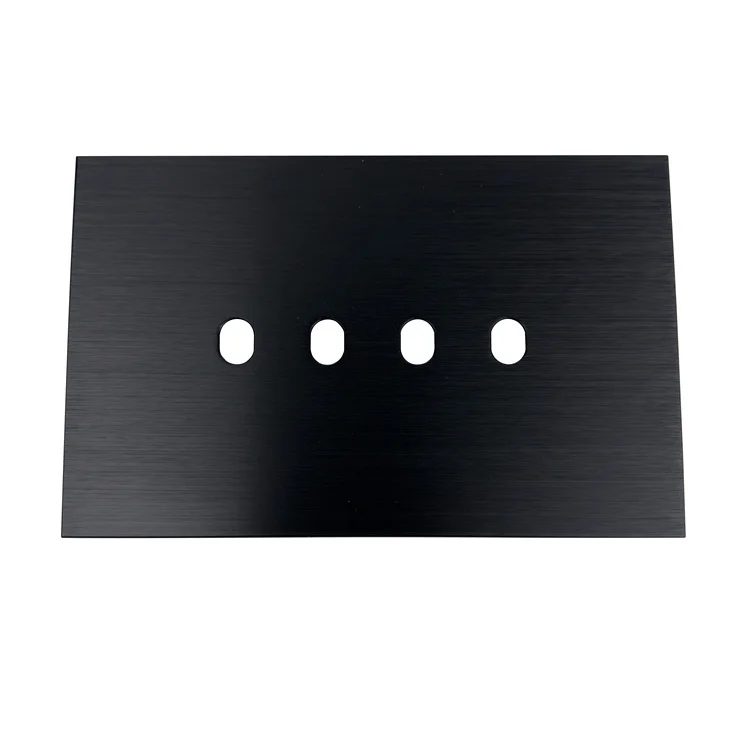 Customized Stamped Metal Plate Black Brushed Round Hole Aluminum Sheet For Switch Panel