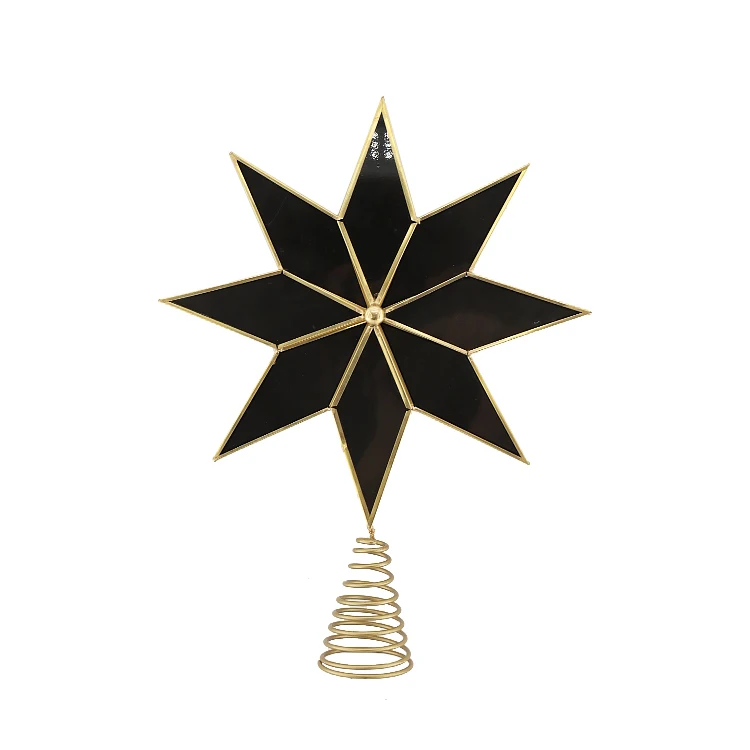 3 D Mirror Hot Sale Christmas Festival Tree Topper Star Shape Multi Color Brass Christmas Hanging Ornament