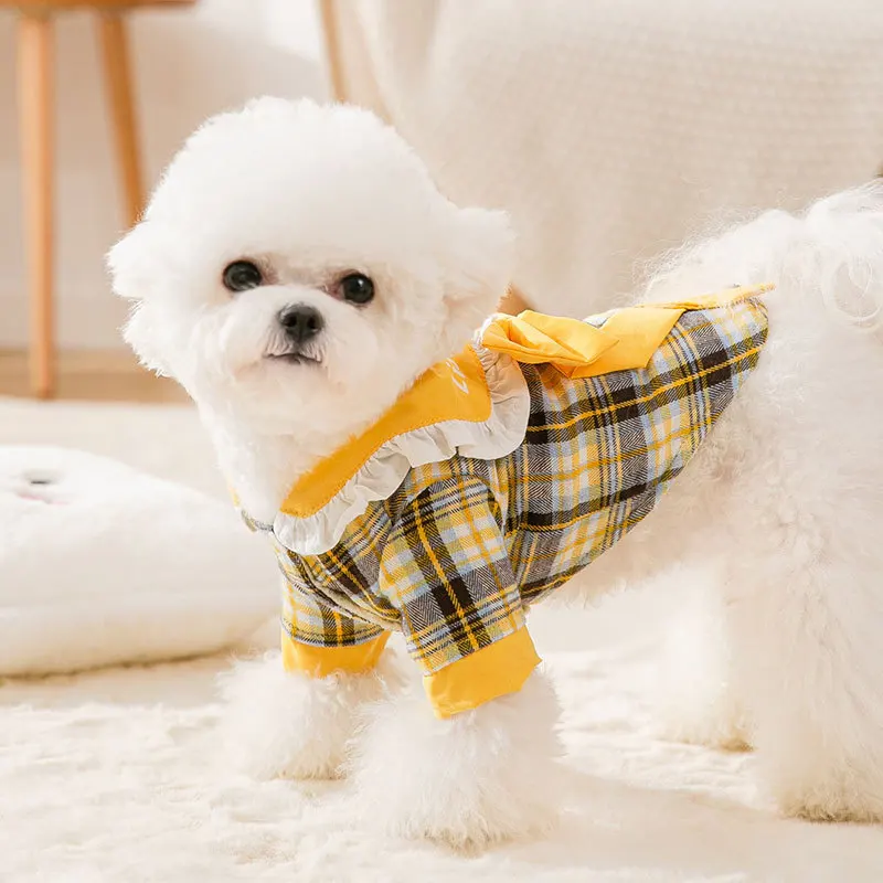 Plus Velvet Princess Bow Puppy Dog Two-legged Cotton Coat Small Medium Dogs Cats Warm Pet Clothes