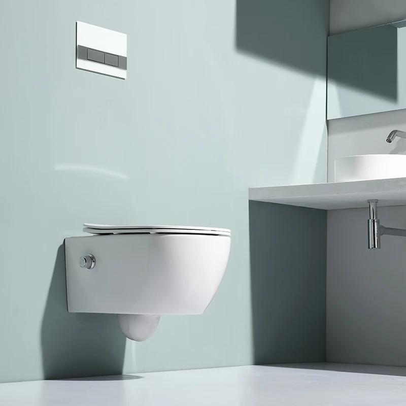 Wall Hung Toilet Concealed Cistern Push Button Rimless Wall Mounted Toilets With Bidet