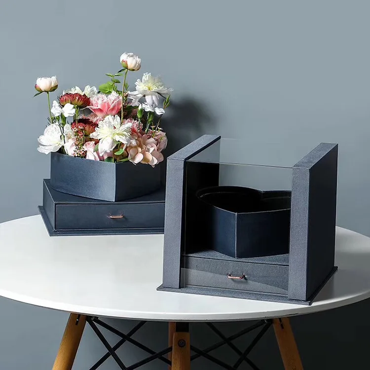 Transparent square Cube Flower Box Acrylic Square Window Drawer Box