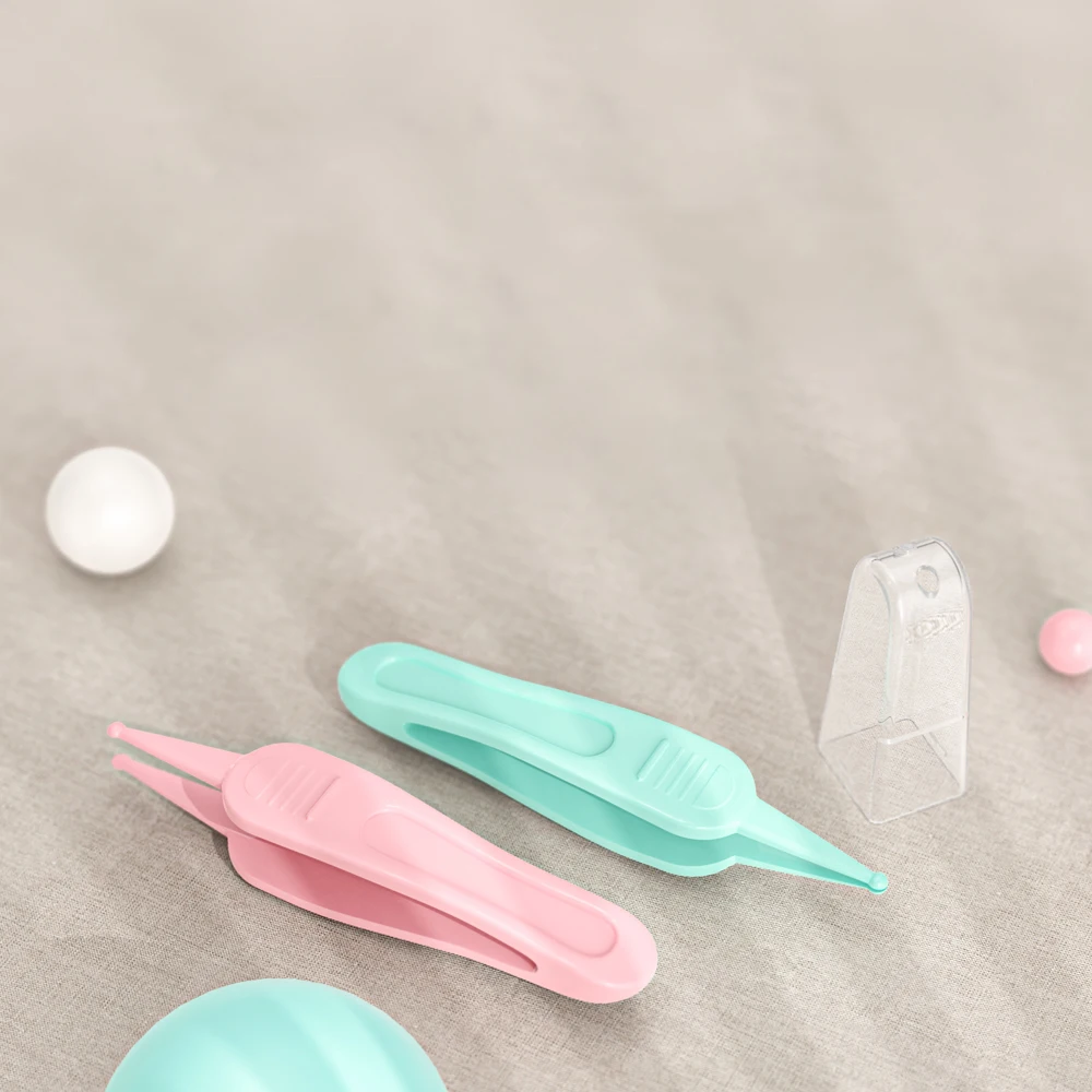 Round-Head Infant Ear Clean Plastic Clip Safe Care Plastic Baby Nose Tweezers