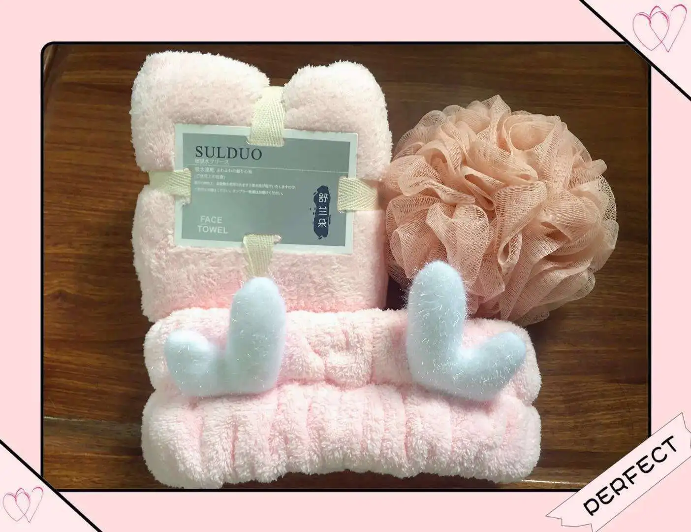 Thick Coral fleece Bath 3 Pcs Towel Set hand towel headband sponge