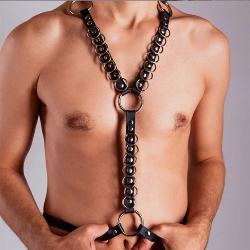 Male Leather Bondage Belts Nightclub Performance Body Harnesses Sex Clothes Erotica Lingerie for Men