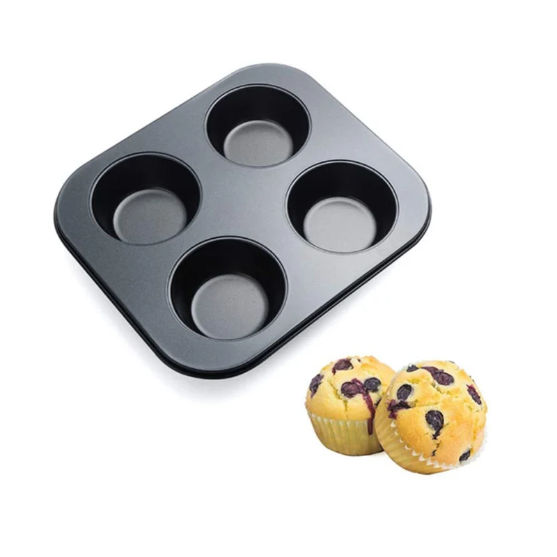 4 Cups Nonstick Muffin  Pan Brownie Cake Pan Cupcake tray Carbon Steel bakeware for Oven Baking