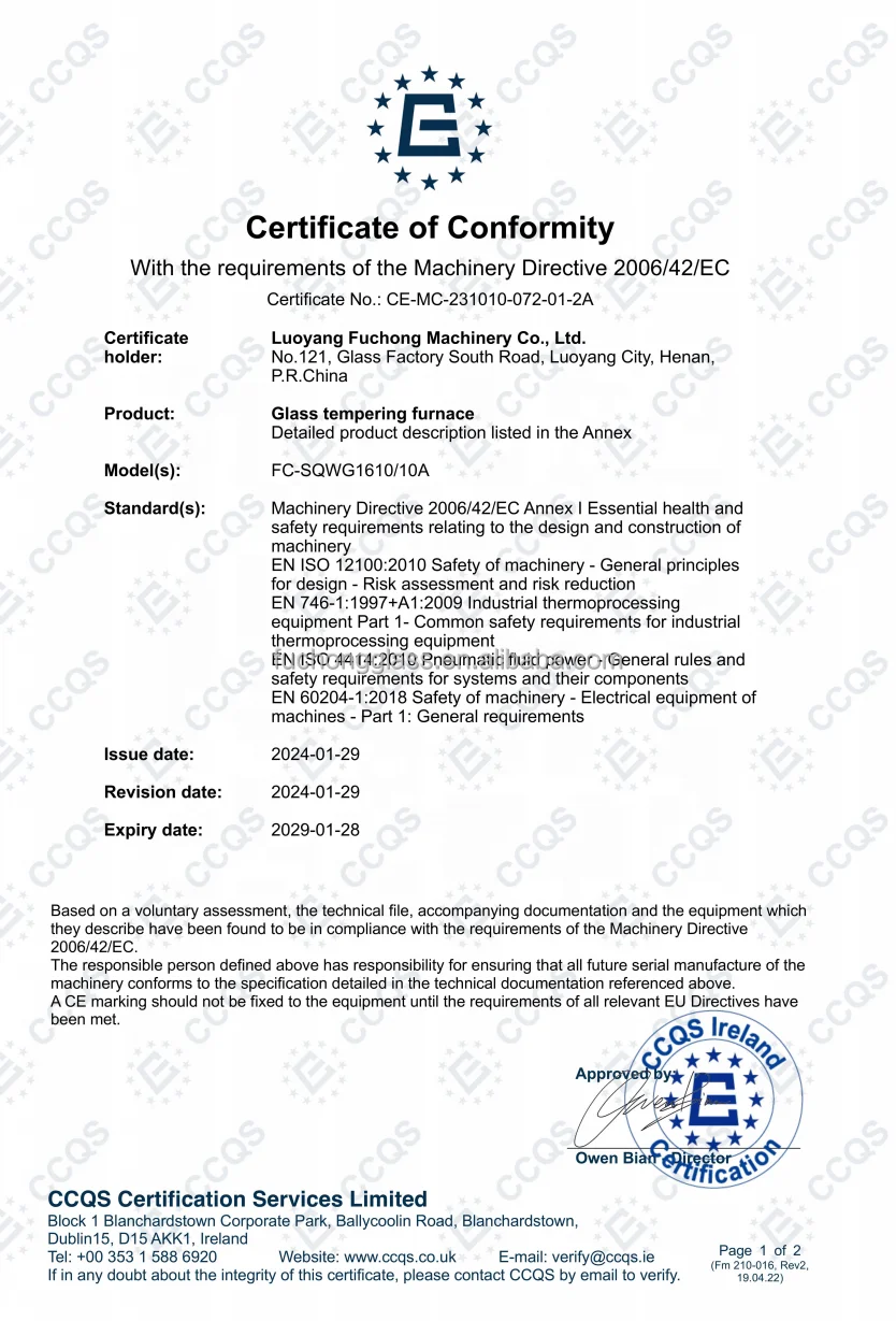 Fuchong FC-SQWG Double curvature/ Bent glass tempering furnace machine for sale