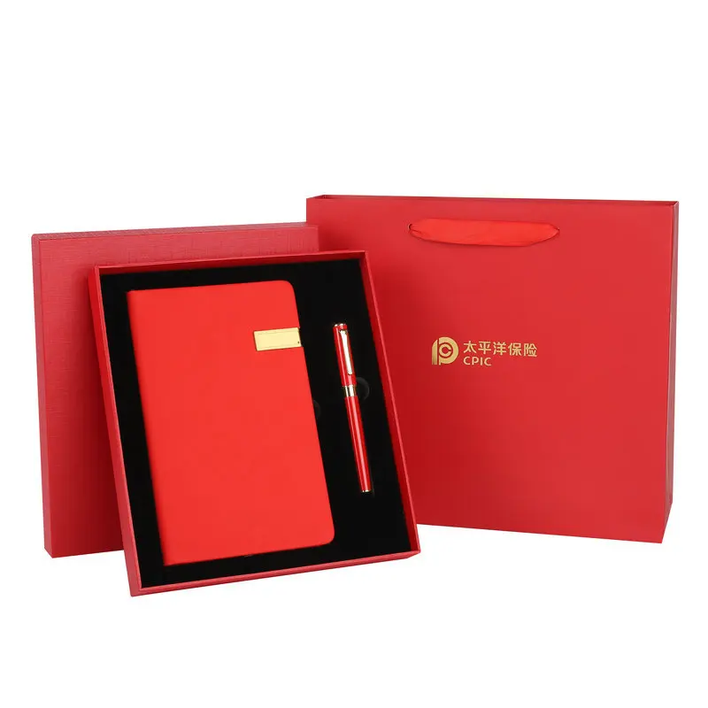 New Idea for Small Business 2024 Notebook Planner Diary with Stainless Steel Pen 16G Flash Drive USB for School and Businessmen