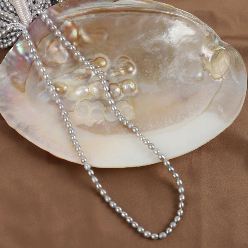 zhiteng freshwater natual pearl 4.5-5mm rice beads black strand necklace jewelry Making loose bead wholesale