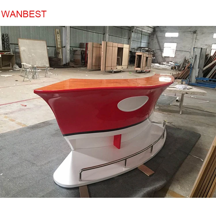 High Quality Boat Style Red Marble Stone Home Used Bar Counter Kitchen Furniture