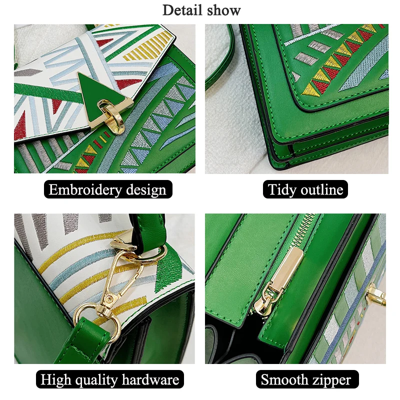 Women designer messenger aztec purses embroidery shoulder square girls crossbody bag