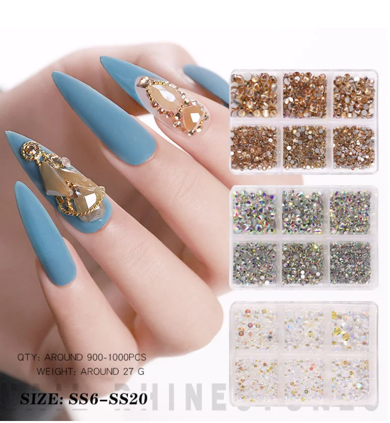 Glitter Glass Rhinestone Shimmer  DIY press on nails  artifici nail  drill nail salon profession product