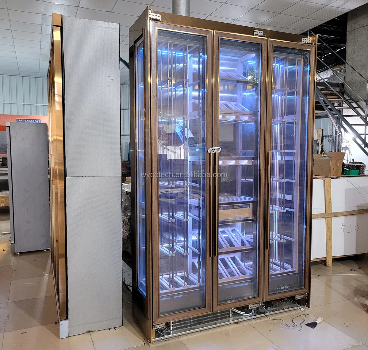 8 Colors LED Light 2 Sides Glass High Quality Wall Mounted Built-in Free Standing Size Customized OEM Design Display Wine Cellar