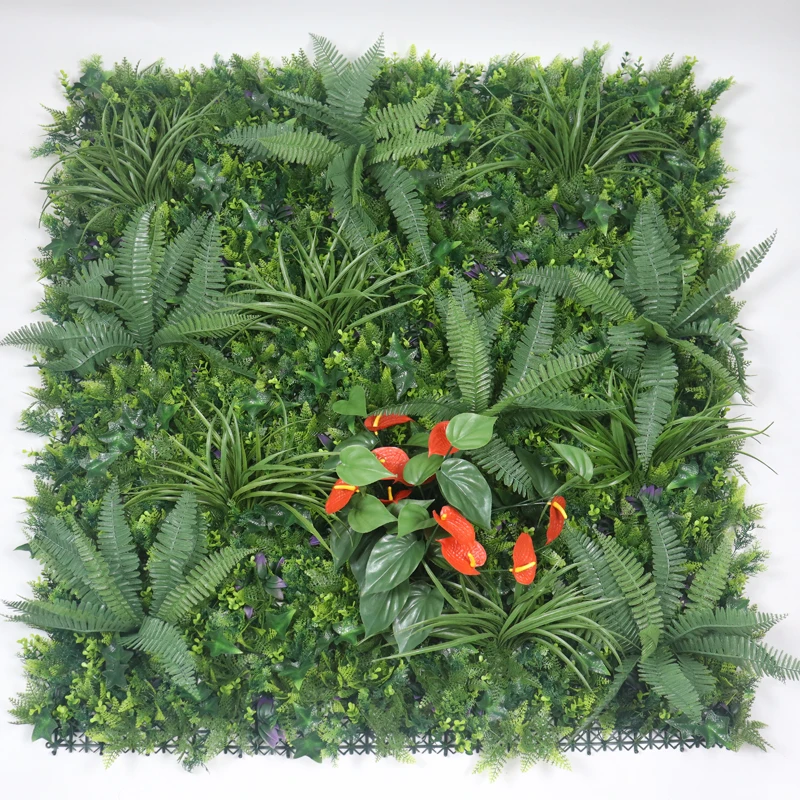 Wholesale Faux Boxwood Hedge Plant Wall Tropical Jungle Plastic Green Flower Wall Panels Artificial Grass Wall Design For Decor