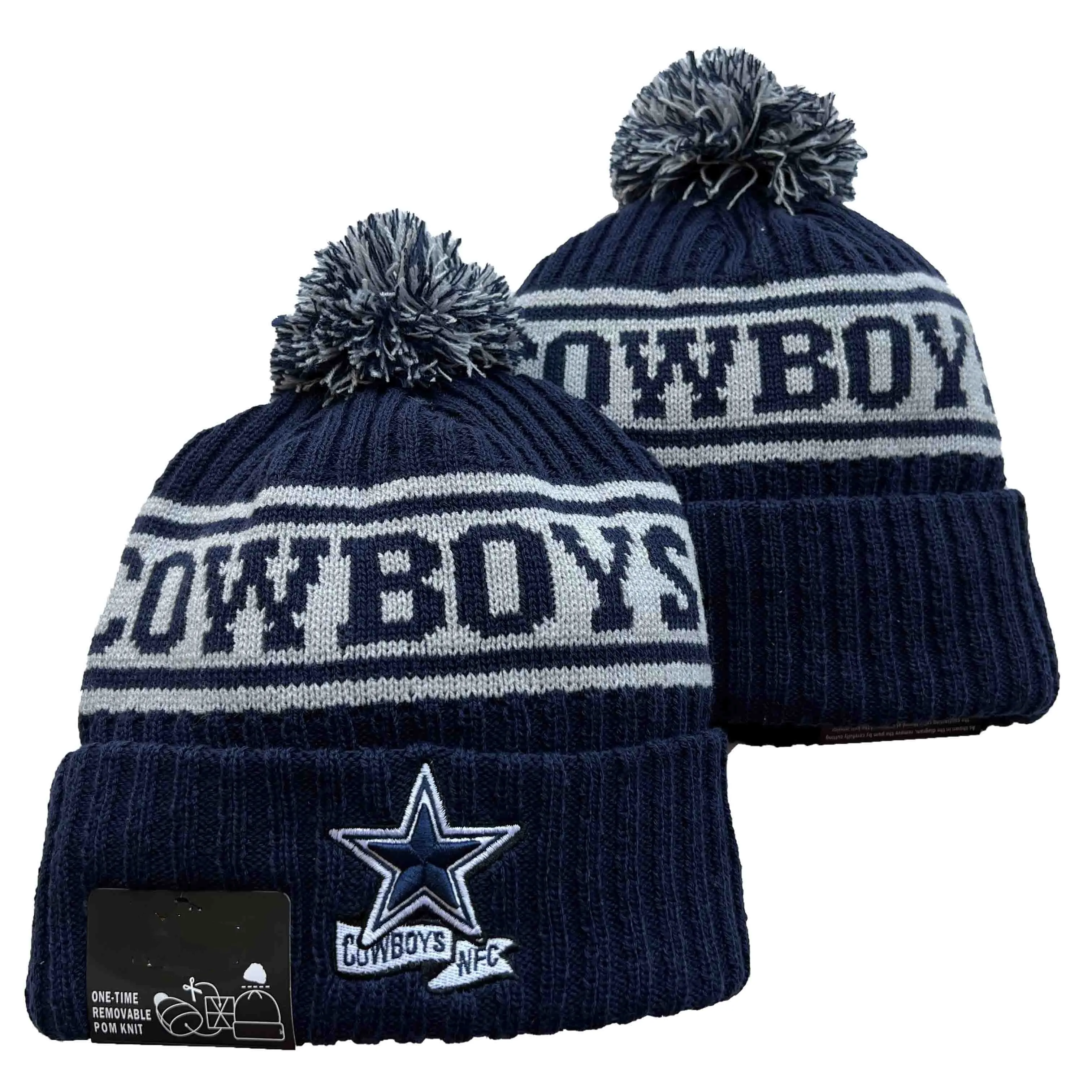 2023 Wholesale Cowboys team knit hat beanie with pom