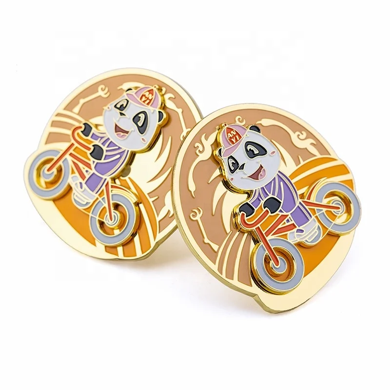 Металлические сувениры по индивидуальному заказу пружинная дверная петля двухслойная нагрудная булавка жесткая эмалированная панды
