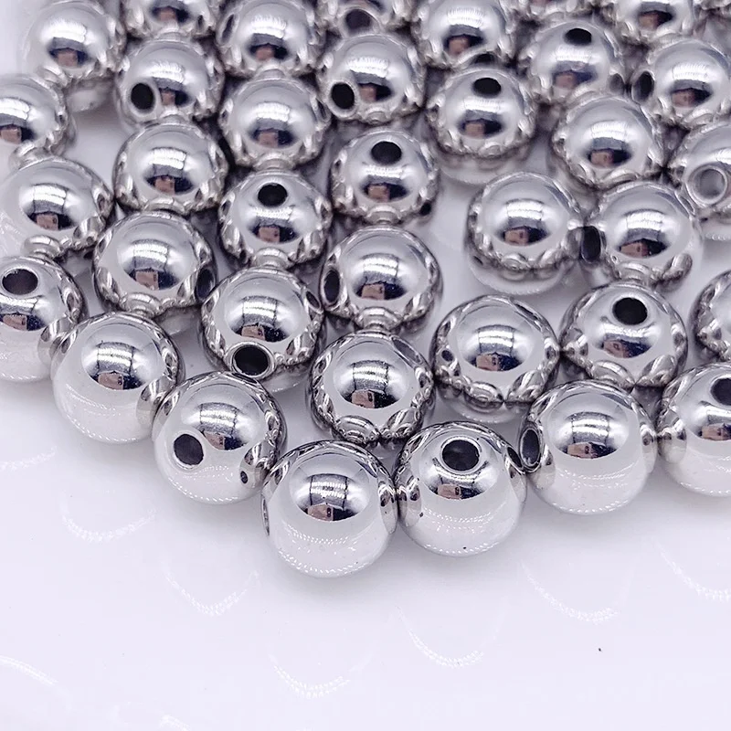 Wholesale 3mm-30mm Round Shape Imitation Plastic Silver Plated Pearl Beads