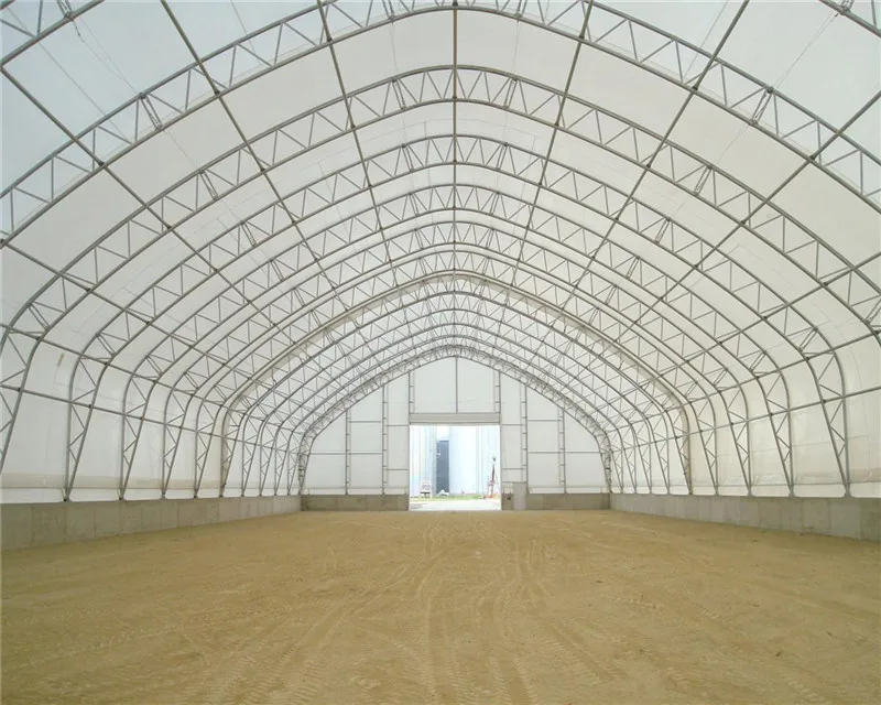 Prefab Galvanized Steel Frame Truss Roof Warehouse Shed  PVC/PVDF Fabric Steel Structure Storage Building Construction