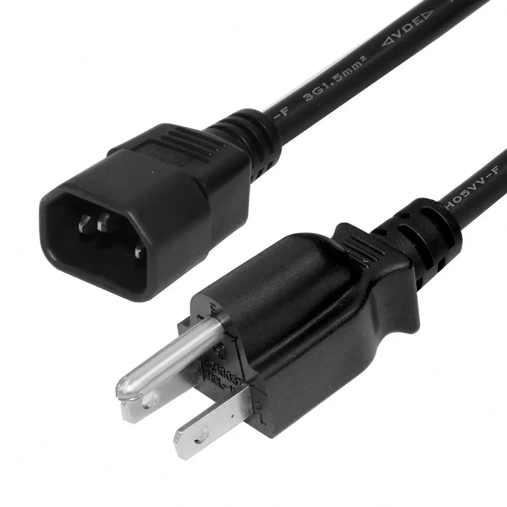 Черный C14 Разъем Iec c13-plug Iec/c14 США ПВХ Сверхмощный Водонепроницаемый 60320 16a контакты Электрический 2 м 15amp шнур питания