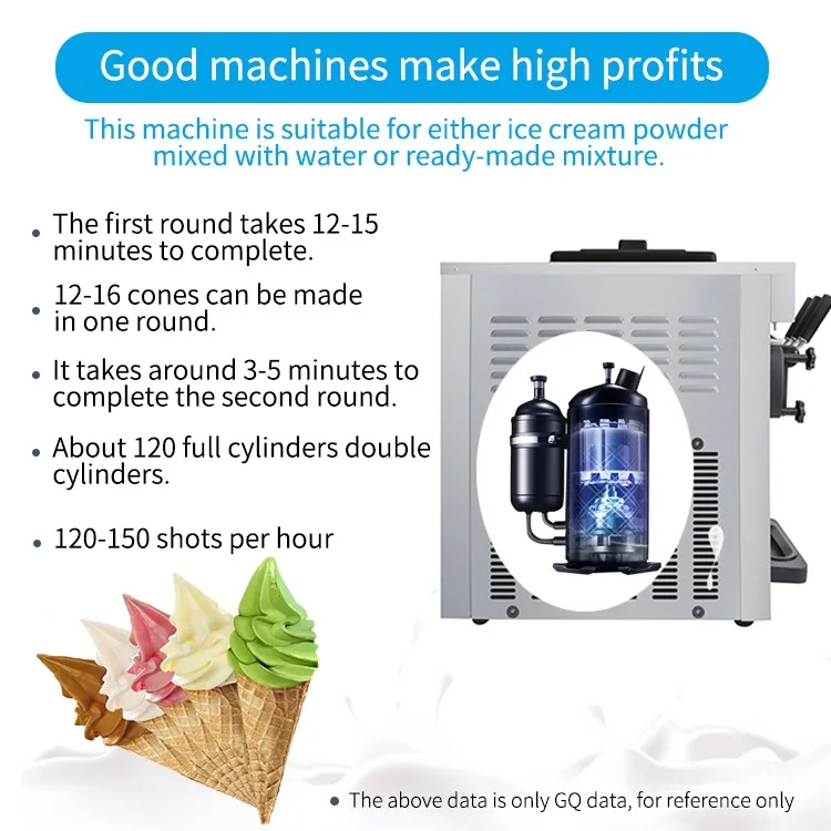 Prices Of Commercial Frozen Yogurt Softy Cram Sundae Automatic 3 Flavor Soft Serve Ice Cream Maker Machine With Air Pump