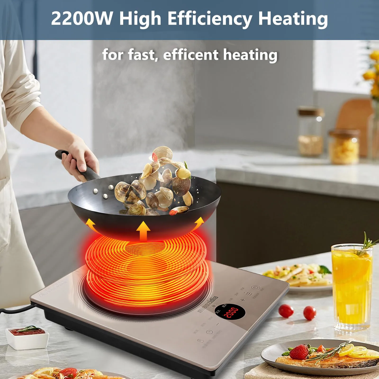 Customized high-end110v 220v 2200w Household Smart Touch Control Multifunction Single Electric Stove Induction Cooker