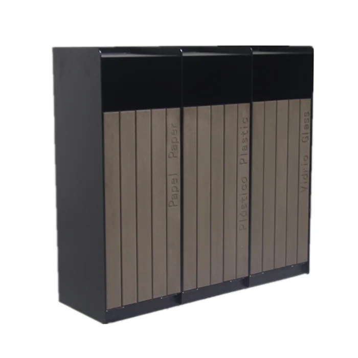 outdoor wpc wood classification garbage trash can outside garden street recycle waste bin public commercial separate dustbin
