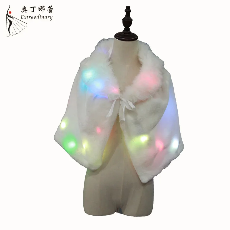 LED light imitation fur cape Halloween Christmas coat Bar party LED light clothing