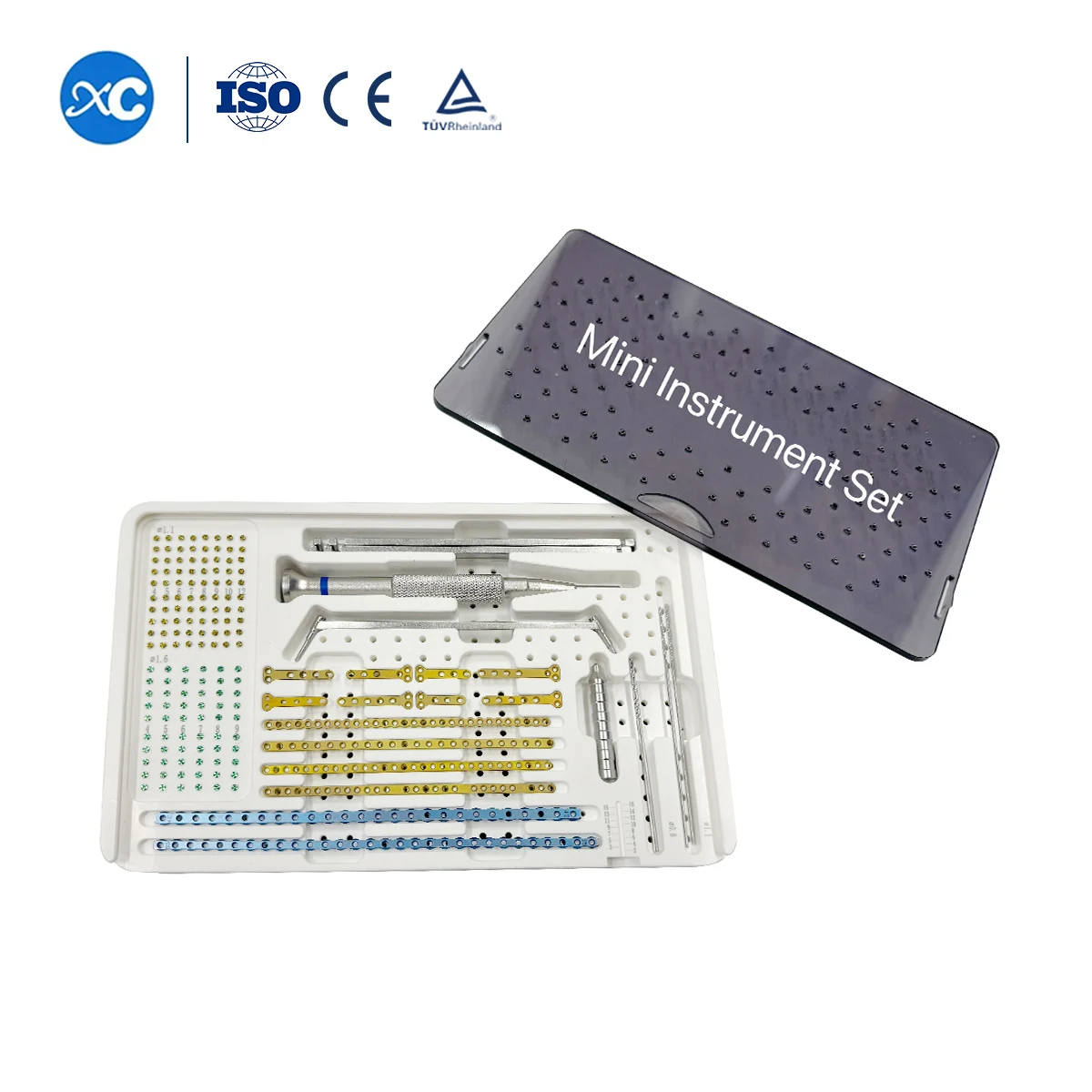 Good Price High Temperature Sterilization HPP Instrument Box With Straight T Titanium Bone Plates And Cortical Locking Screws
