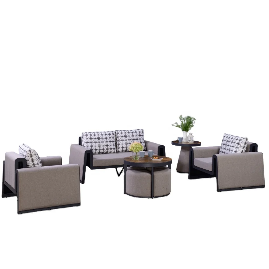 Wholesale Aluminum Waterproof Fabric Outdoor Wicker Chair Sofa Garden Outdoor Courtyard