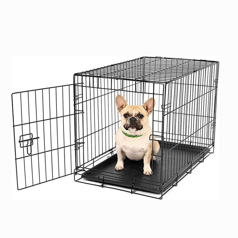 Wholesale Indoor Shop Display Folding Stainless Metal Black Collapsible Big Large Pet Cage For Dog Cat