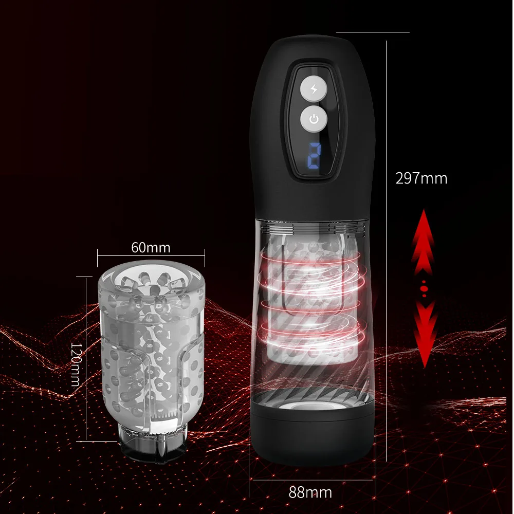 black cheetah powerful 9 modes Thrusting 9 modes Rotating man masturbation cup masturbating device with led display