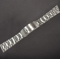 Luxury 20mm Roles Bracelet Brushed Finished Silver Glidelock Folding Buckle 316L Solid Stainless Steel Watch Strap
