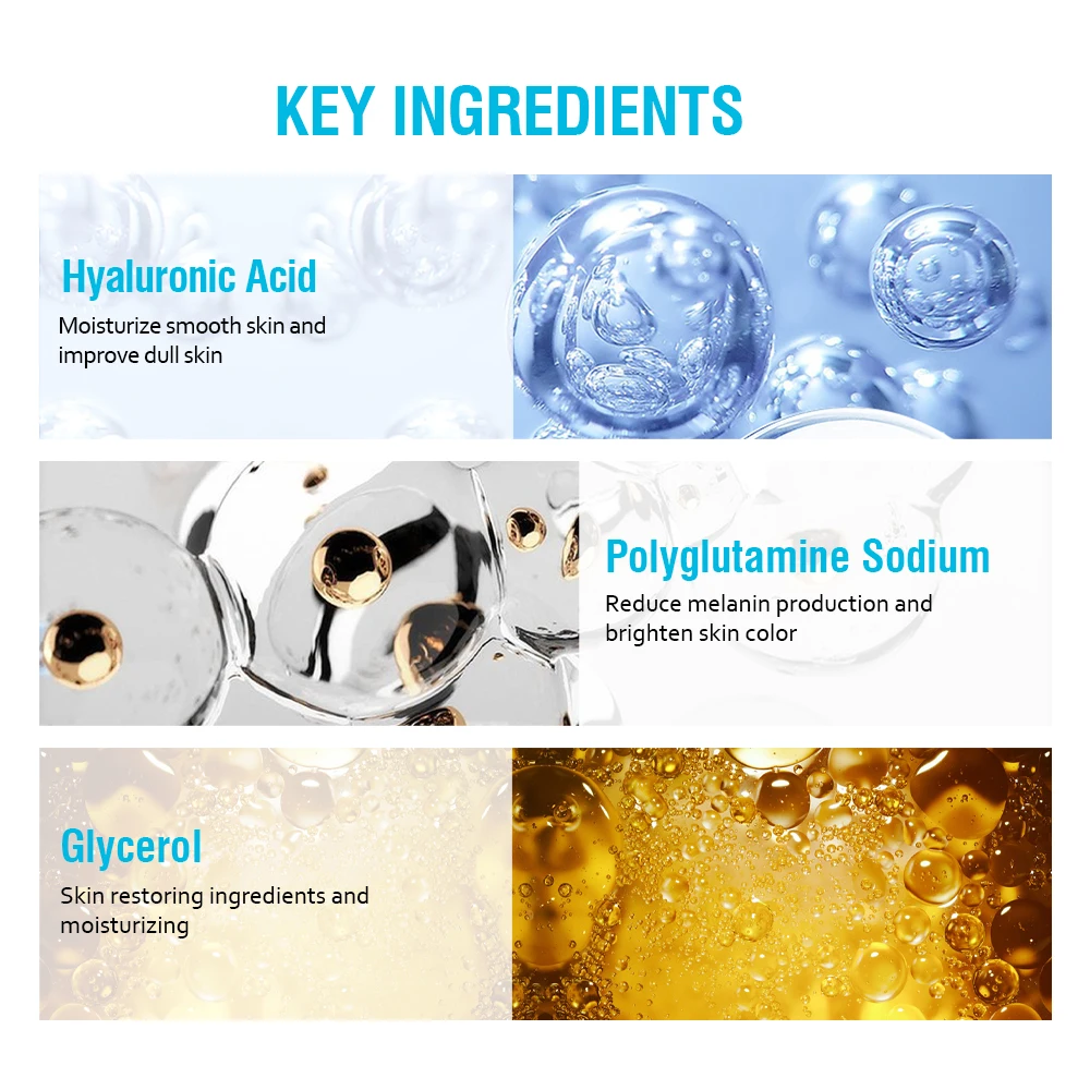 Kangrong OEM ODM face care moisturizing repairing polyglutamine sodium glycerol ampoule hyaluronic acid skin care serum