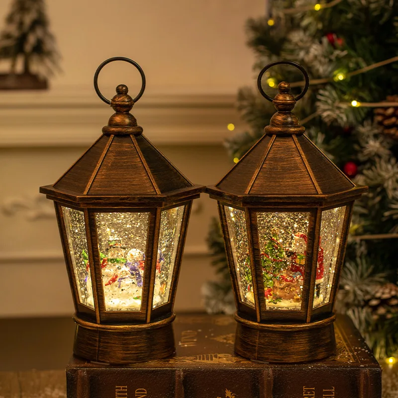Christmas Decoration Lamp Hanging Christmas Lanterns Lamp Santa Snowman Scene Christmas Snow Globe