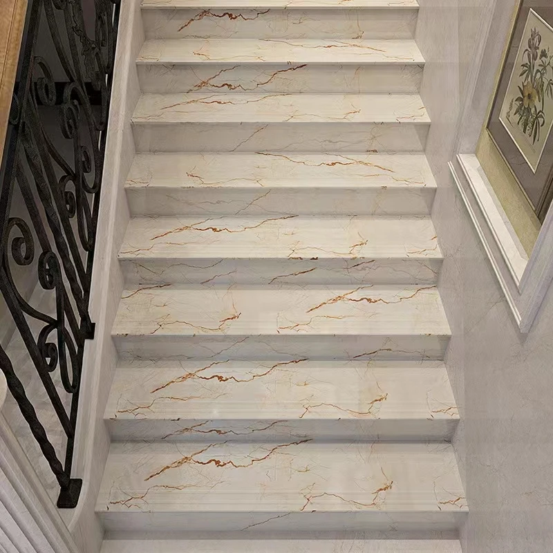 Modern Stair Step Integrated Porcelain Tile Anti-slip Full Body Groove Porcelain Staircase Tiles