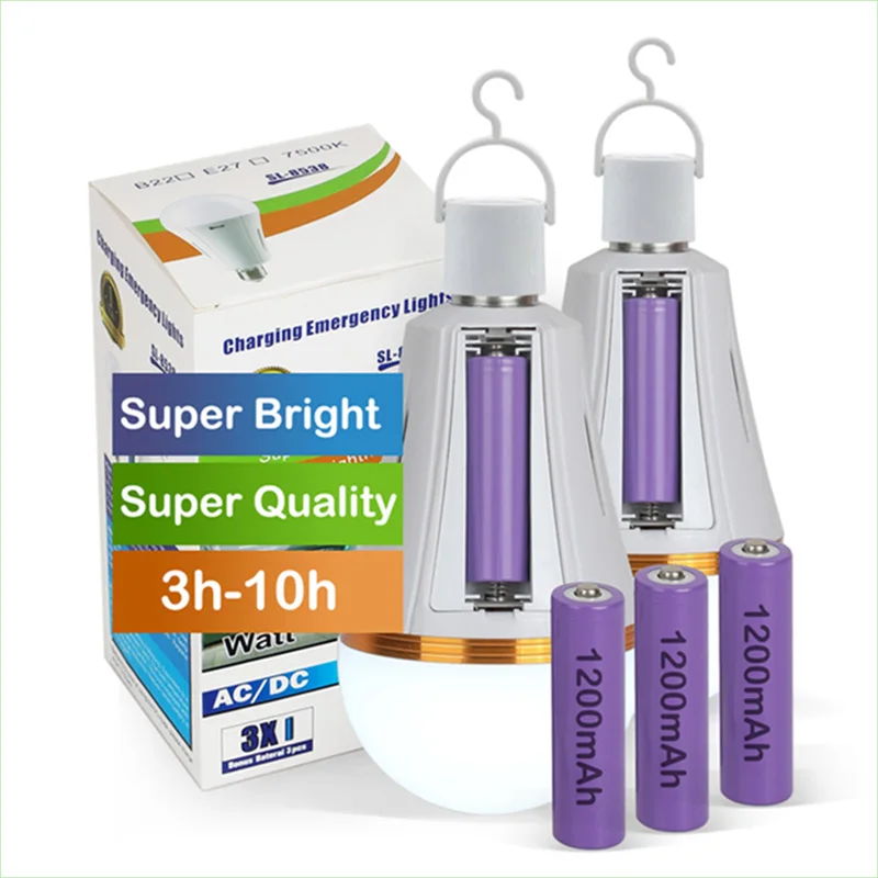 Source Factory OEM Outdoor Portable E27 Rechargeable Battery Light Lamp LED Emergency Bulb