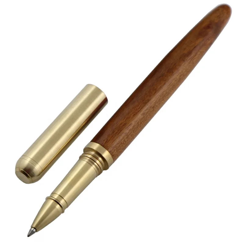 2021 Hot Rosewood Promotional Wooden Roller Tip Custom Metal Copper Wood Barrel Pen custom Brand logo With Brass pen cap
