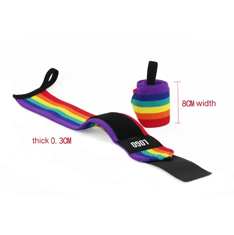 Hot Selling Custom Logo Rainbow Cotton Wrist Wraps Fitness