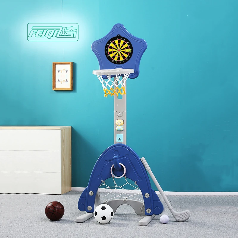 Feiqitoy children indoor toys balls adjustable plastic play hoop kids basketball stand