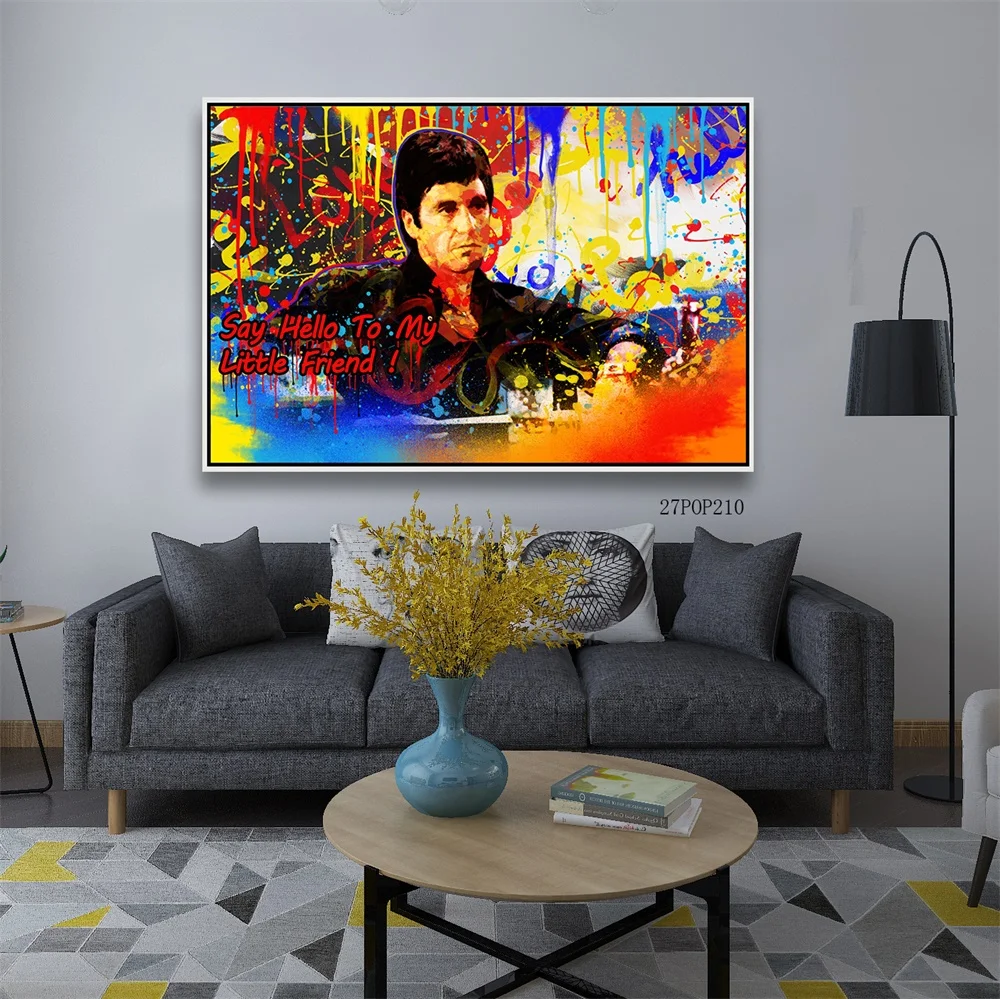 Paintings For Living Room Wall Scarface Painting Hand Made Art Pop Art Painting