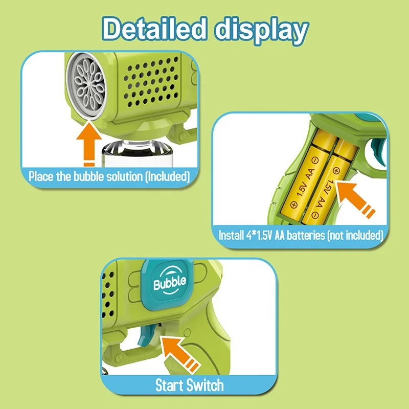 Automatic Electric Bubble Machine Automatic Light Up Bubble Blower Machine Bubble Gun For Boys Girls Kids Party Wedding Garden