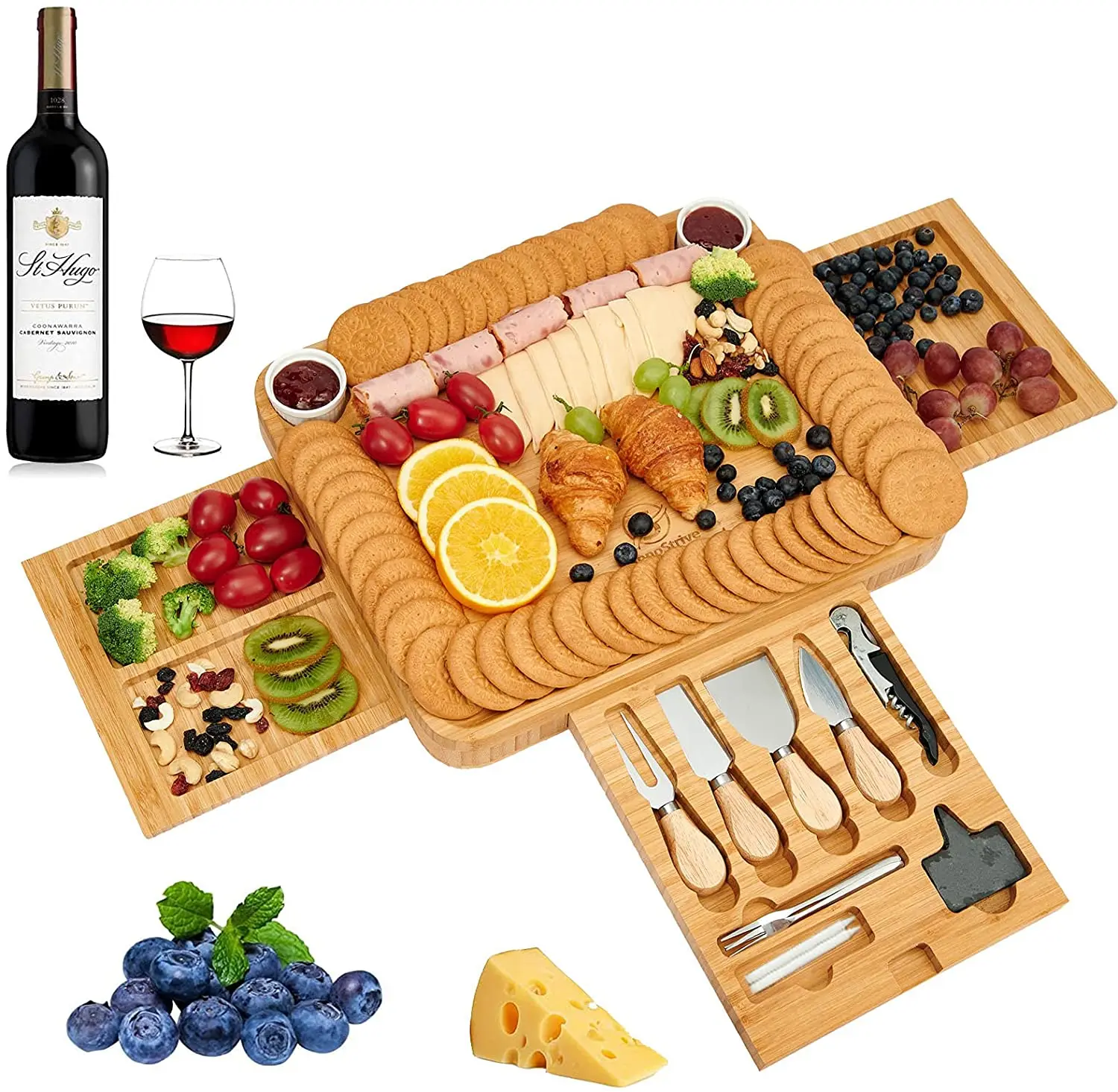 Бамбуковый набор для сыра и ножей, большой набор для мясных и мясных блюд, блюдо для сыра, уникальный подарок на новоселье